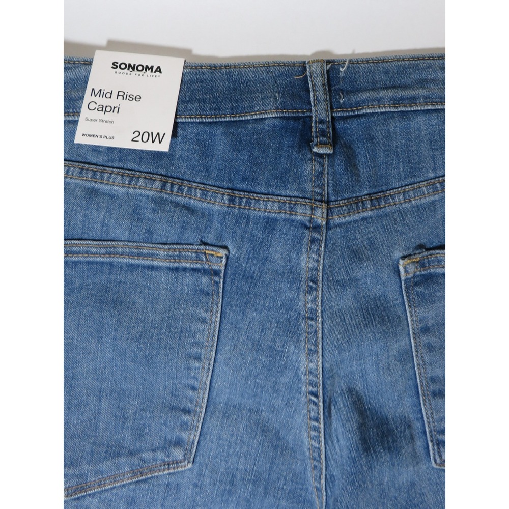 NWT 20W Sonoma Mid Rise Capri Jeans Medium Wash Super Stretch - Picture 3 of 6